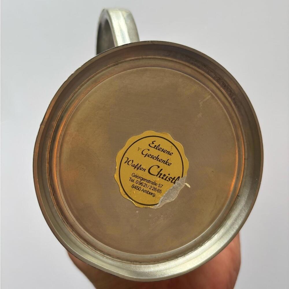 Vintage German Pewter Beer Stein with Lid 35 Jahre Bäko Amberg Shepherd Scene - Picture 9 of 9